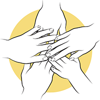 Illustration med händer som möts